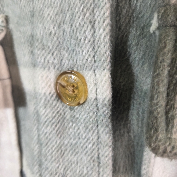 Banana Republic Green Plaid Fleece Shacket Button Up Mens Medium - Picture 7 of 12